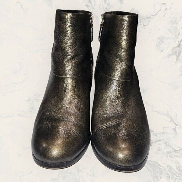 Cole Haan Cassidy Ankle Boots Bootie Black Metallic Gold Brush Off Size 8B - Picture 2 of 8